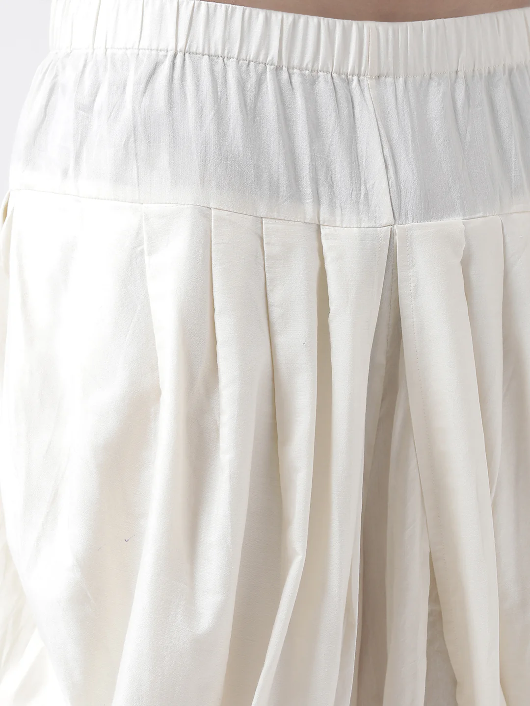Cream Solid Elasticated Dhoti - Image 4