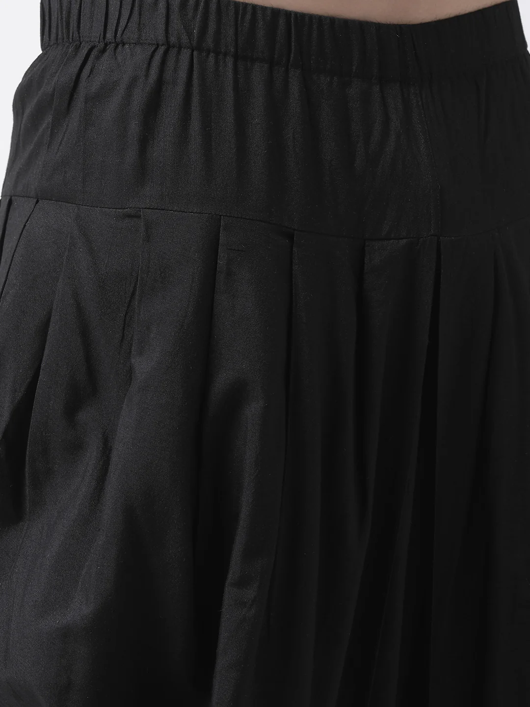 Black Solid Elasticated Dhoti - Image 5