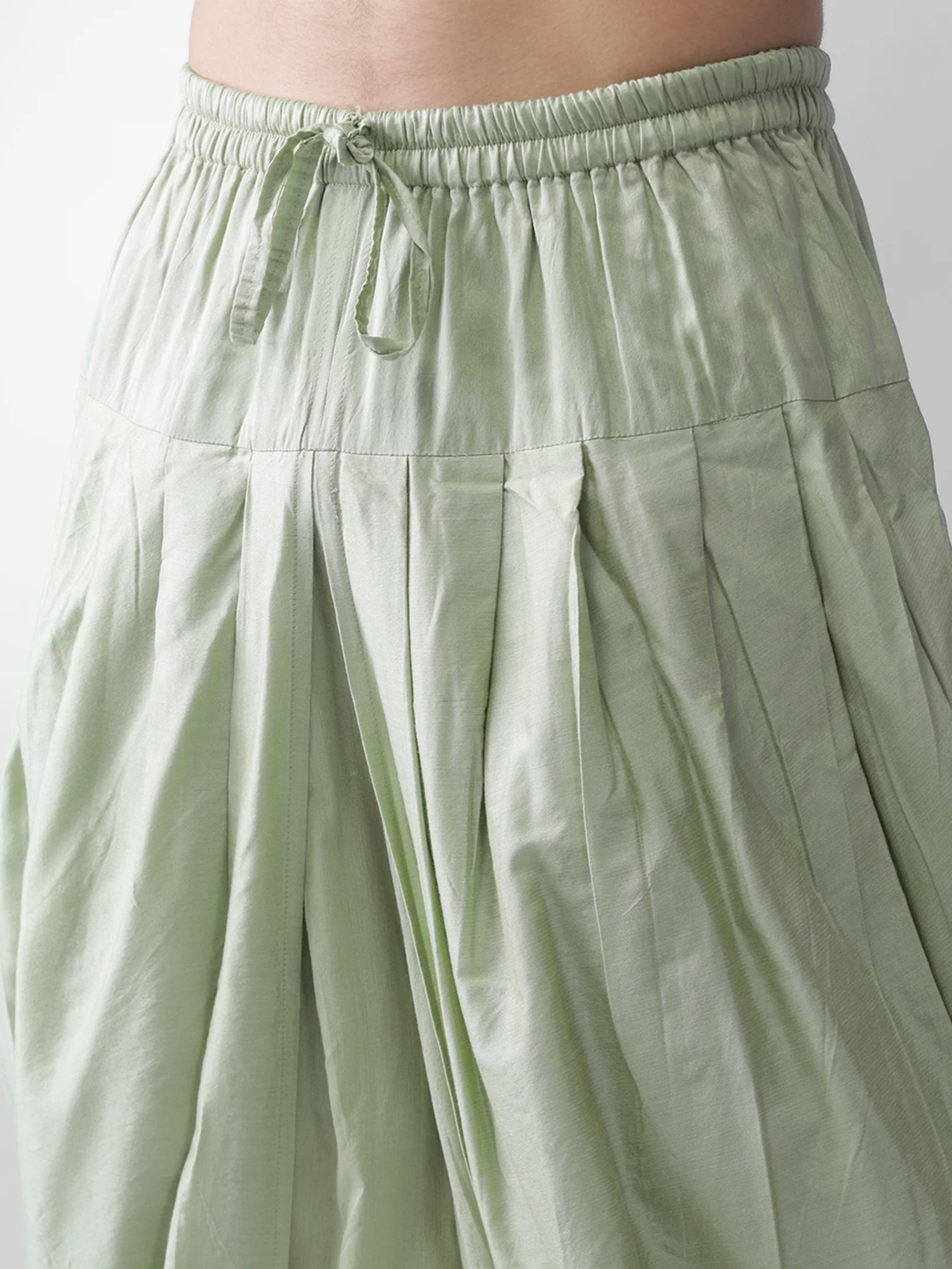Green Solid Elasticated Dhoti - Image 5