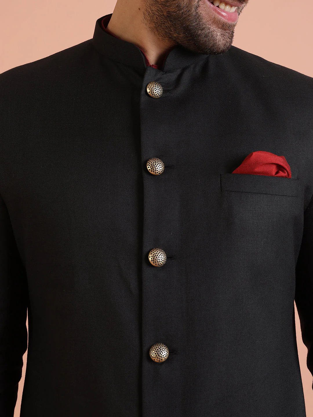 Men Black Solid Kurta Indowestern Dhoti Set - Image 14