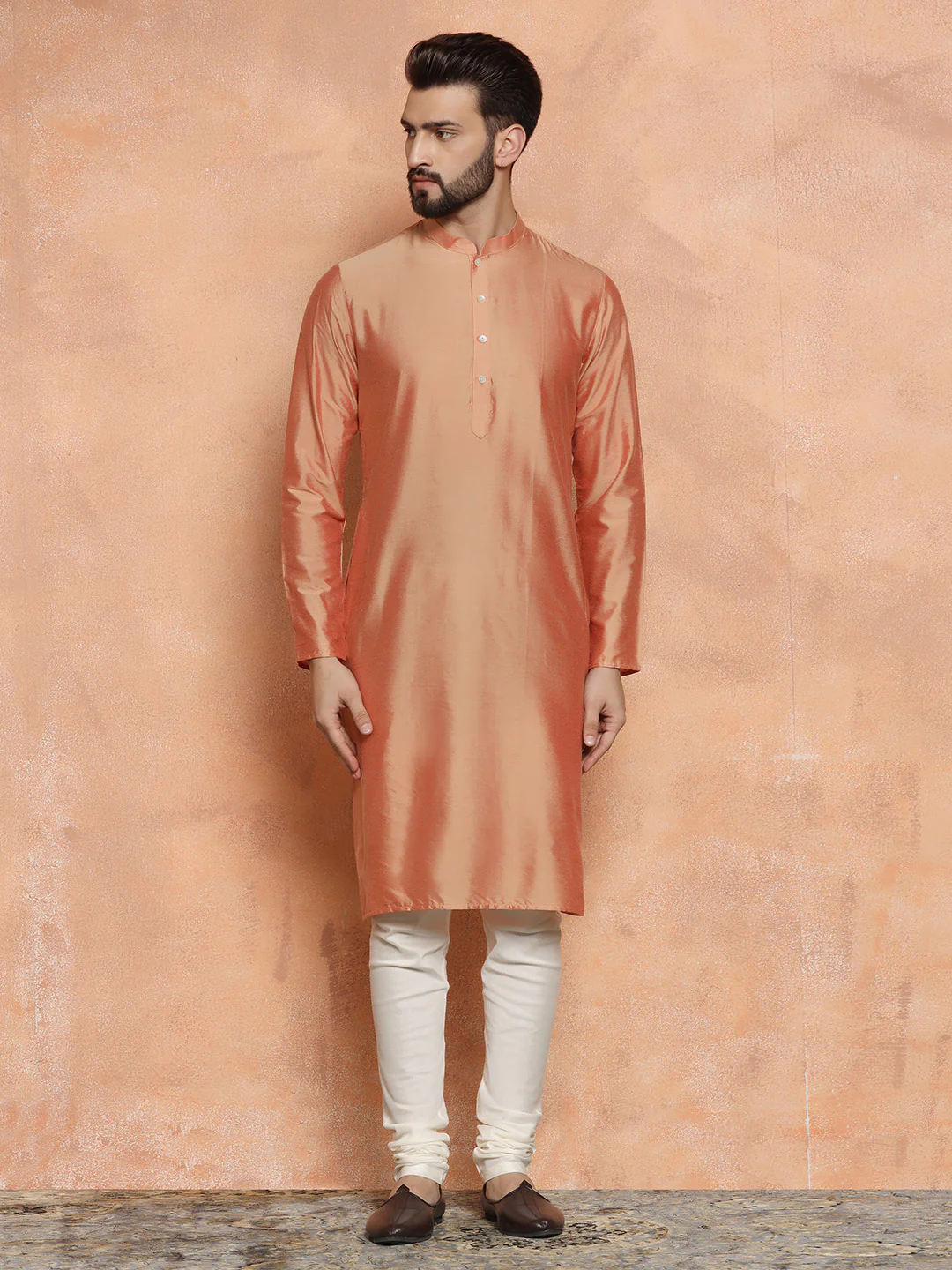 Pink Silk Blend Embroidered Jacket Set with Kurta & Churidar - Image 6