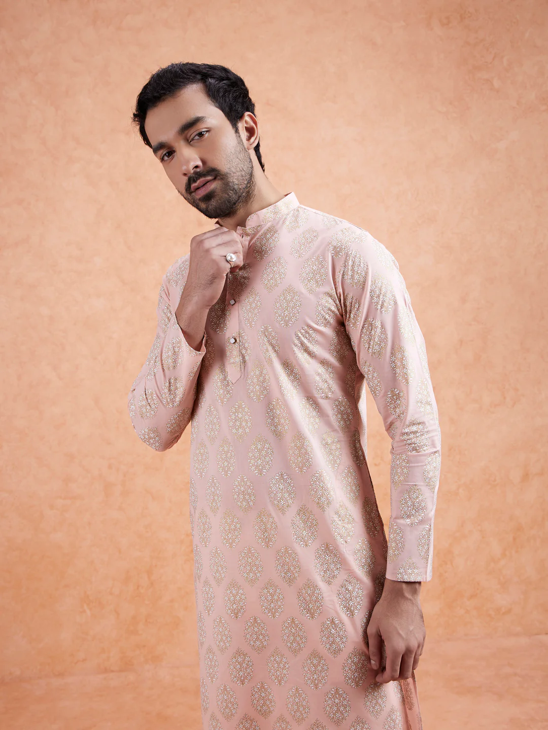 Pink Printed Kurta Trouser Set - Image 5
