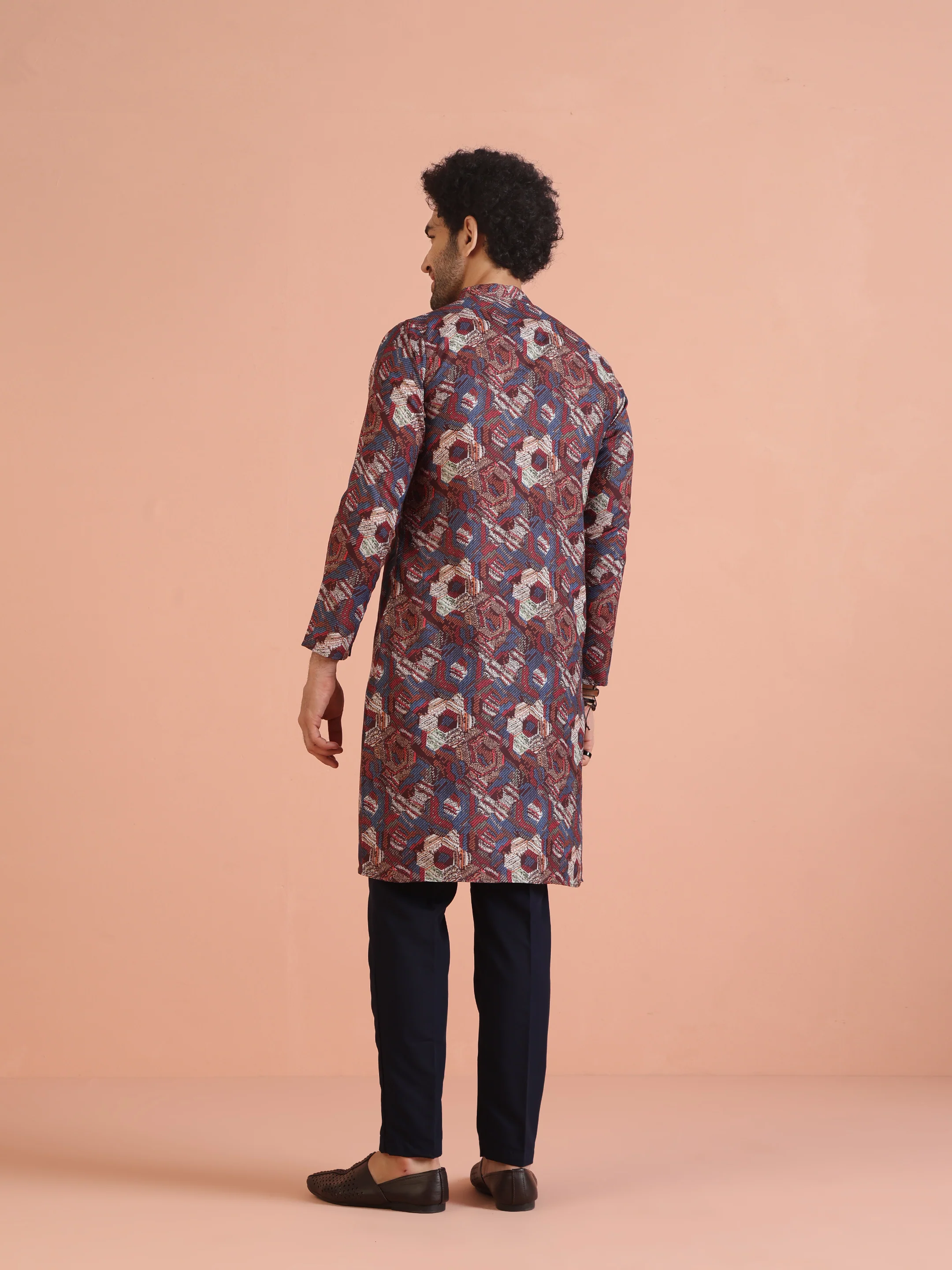 Multi Color Art Silk Printed Long Kurta - Image 4
