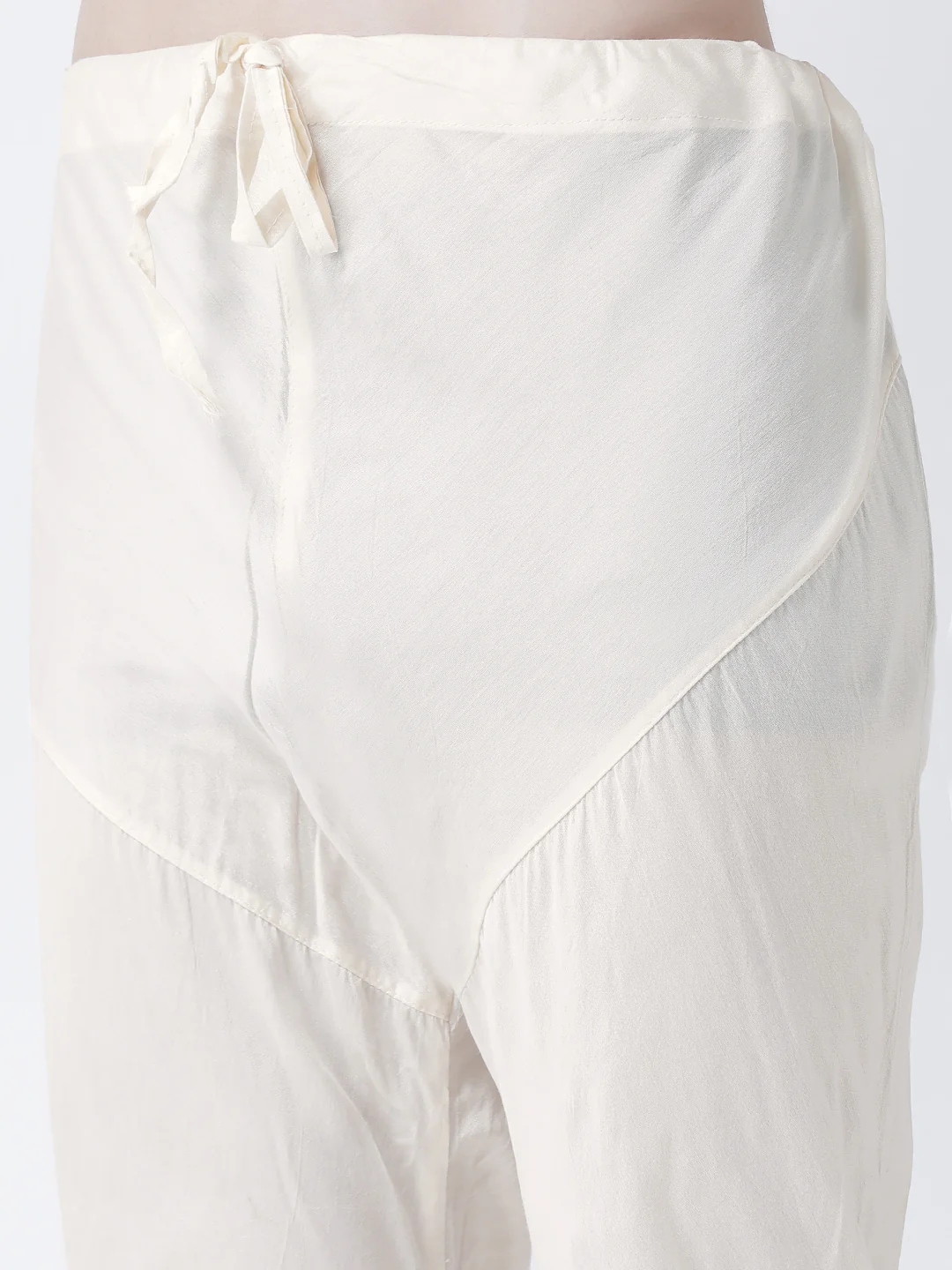 Navy Art Silk Zigzag Kurta Cream Churidar Set - Image 6