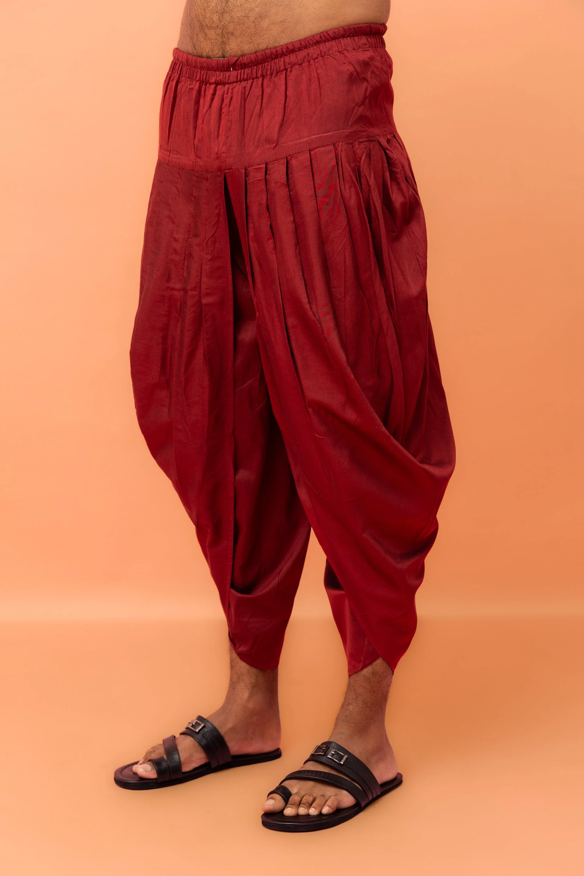 Men Multi-Color Patchwork Printed Kurta with Maroon Dhoti Set - Image 21