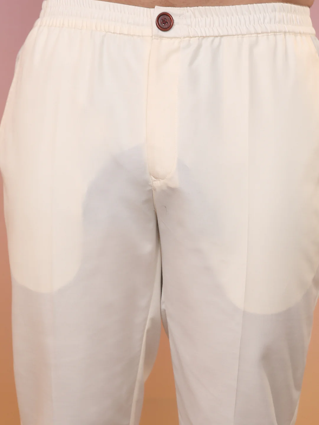 Cream Printed Cotton Silk Kurta Trouser Set - Image 6