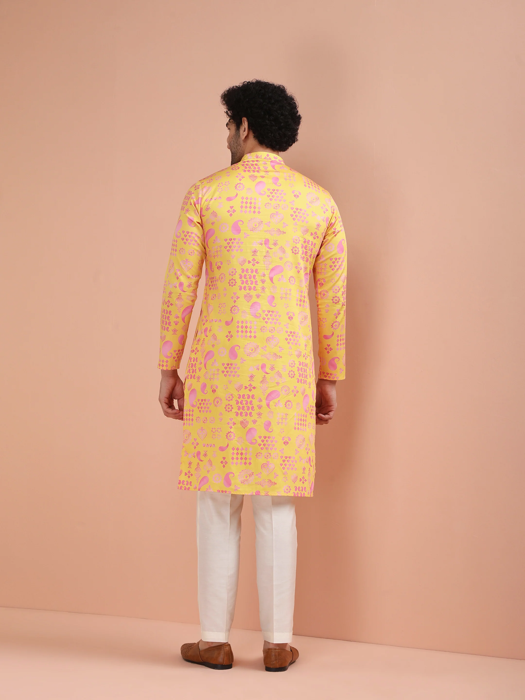 Yellow Printed Kurta Set - Image 3